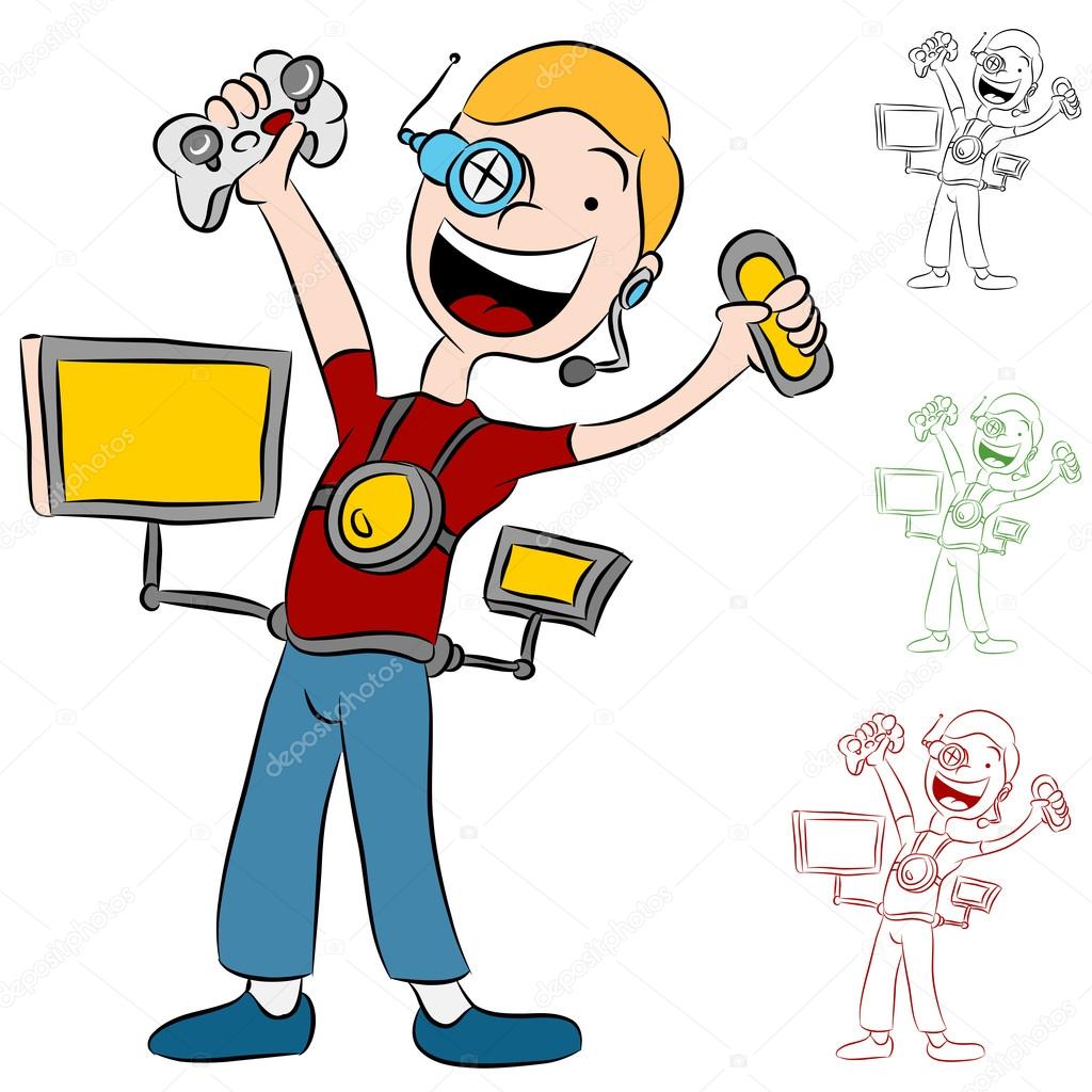 1024x1024 Computer Video Game Addict Kid Stock Vector Cteconsulting