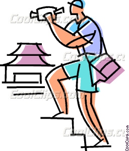 256x300 Traveler And His Video Camera Vector Clip Art