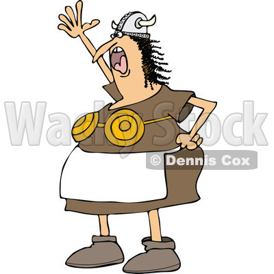 400x400 Of A Mad Shouting Viking Woman In An Apron And Bra