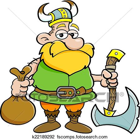 450x450 Clipart Of Cartoon Viking Holding An Axe K22189292