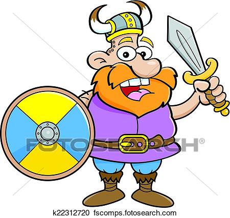 450x427 Clipart Of Cartoon Viking Holding A Shield And K22312720