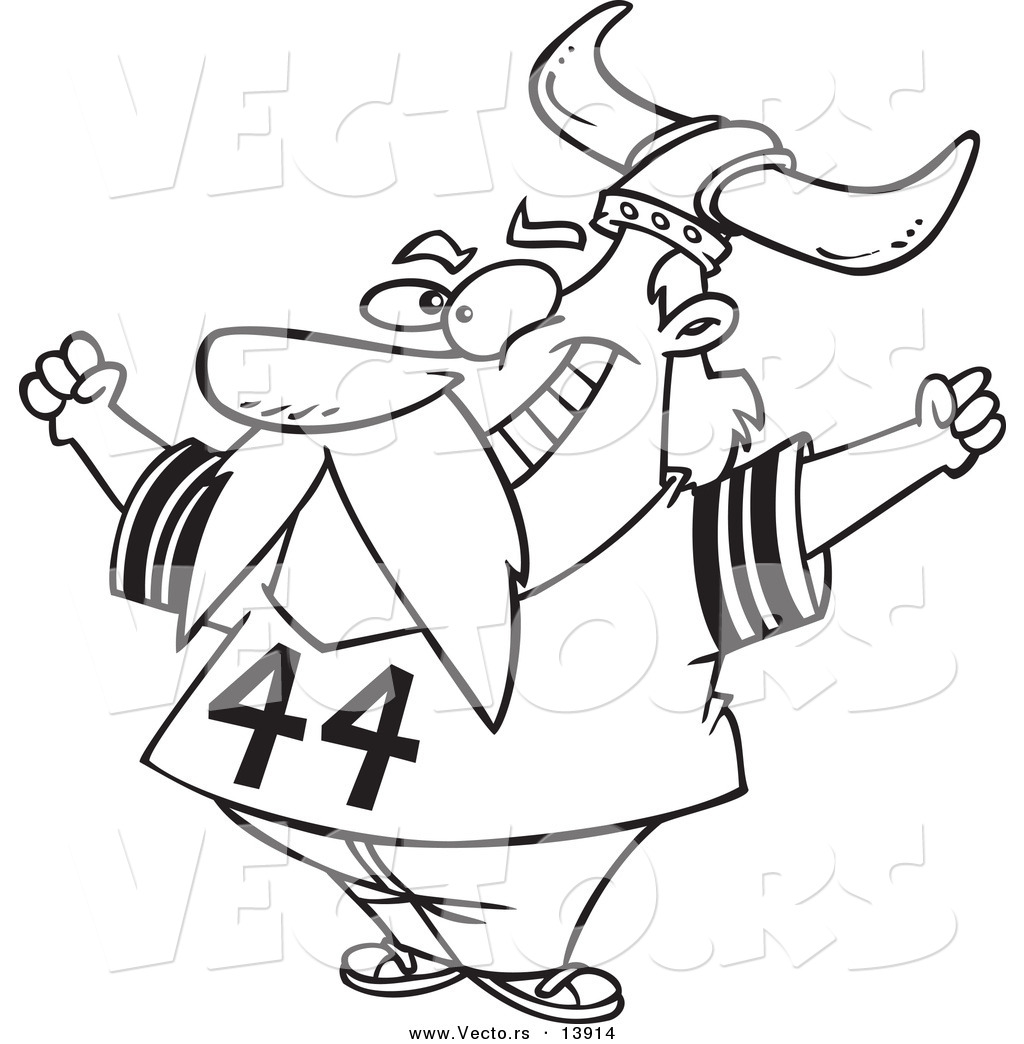 1024x1044 Vector Of A Cartoon Viking Fan Wearing A Helmet And Cheering