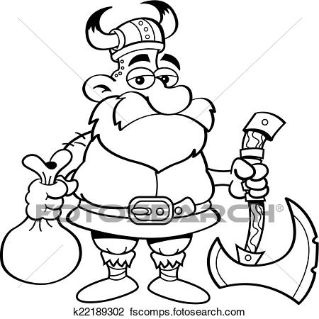 450x450 Clipart Of Cartoon Viking Holding An Axe K22189302