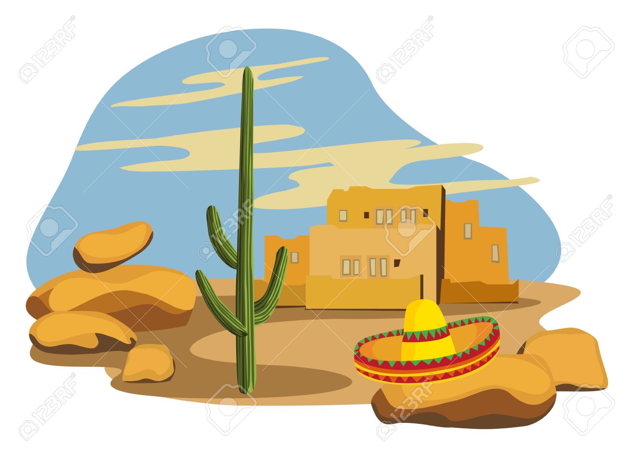 1300x937 Village Clipart Mexican House