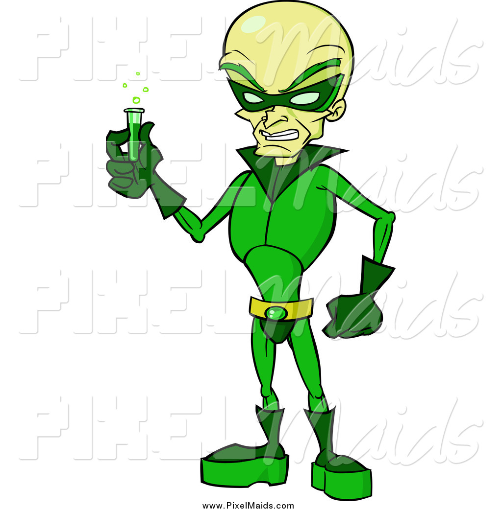 1024x1044 Clipart Of A Green Evil Villain Holding A Test Tube By Cartoon