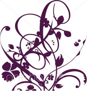 369x388 Purple Vine And Floral Flourish Clipart Clipart Color Variations