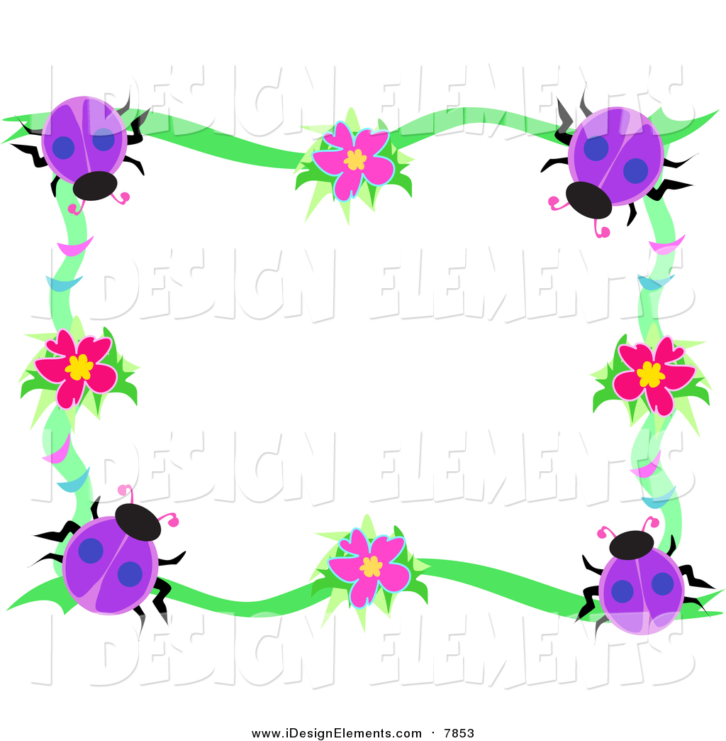 1024x1044 Clip Art Of A Purple Ladybug And Vine Border By Bpearth