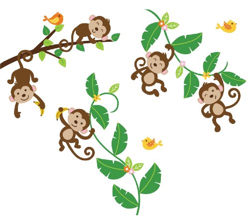500x450 Monkey Swinging On A Vine Clip Art