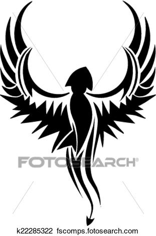311x470 Clipart Of Tattoo Design Of Flying Bird, Vintage Engraving