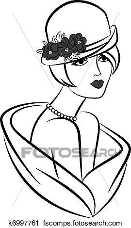 270x470 Clipart Of Vintage Fashion Girl In Hat. K6997761