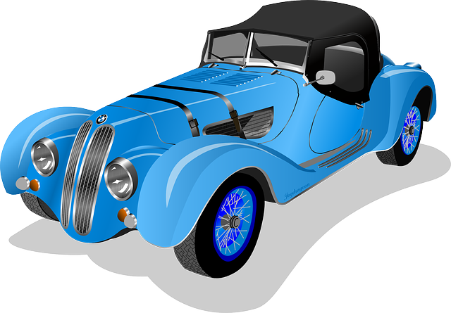640x445 Blue Classic Car Clipart
