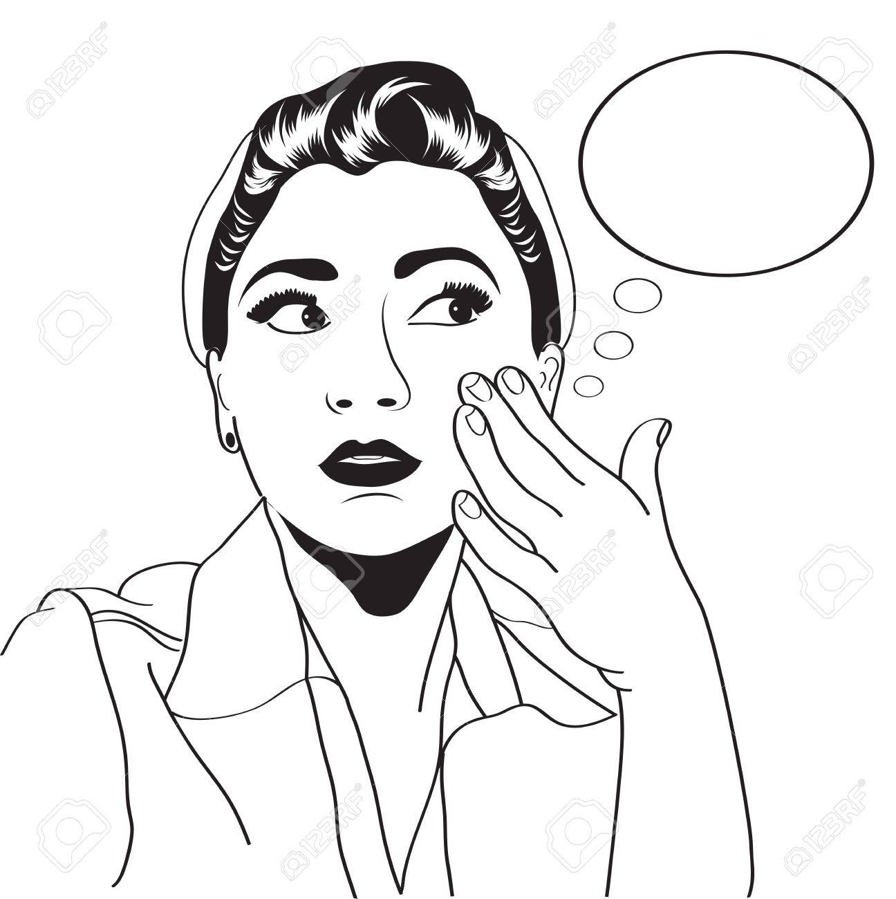 1296x1300 Vintage Pop Art Girl In Vector Format Royalty Free Cliparts