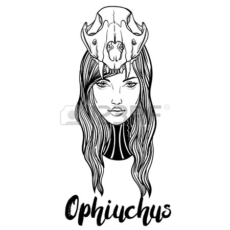 450x450 Vintage Tattoo Art. Highly Detailed Hand Drawn Ophiuchus Sign