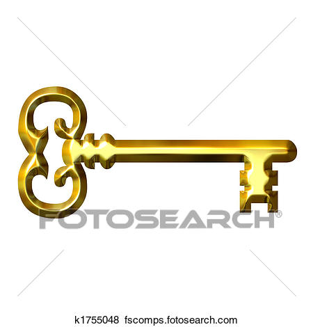 450x470 Stock Illustration Of 3d Golden Vintage Key K1755048