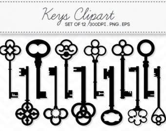 340x270 Vintage Keys Clip Art 14 Black Skeleton Key Celtic Victorian