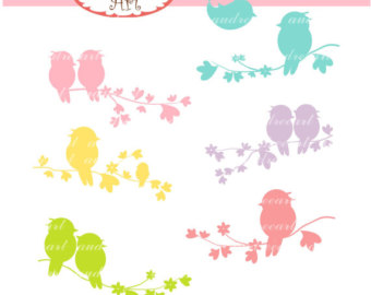340x270 Vintage Love Birds Clipart
