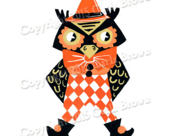 340x270 Retro Halloween Cat Jack O Lantern Clipart Vintage Style