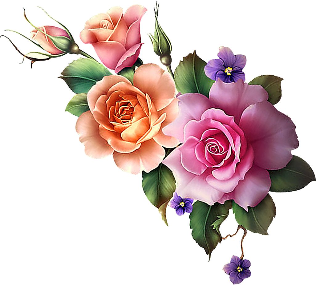 Vintage Bouquets Clipart Pink Roses Shabby Chic Clip - vrogue.co