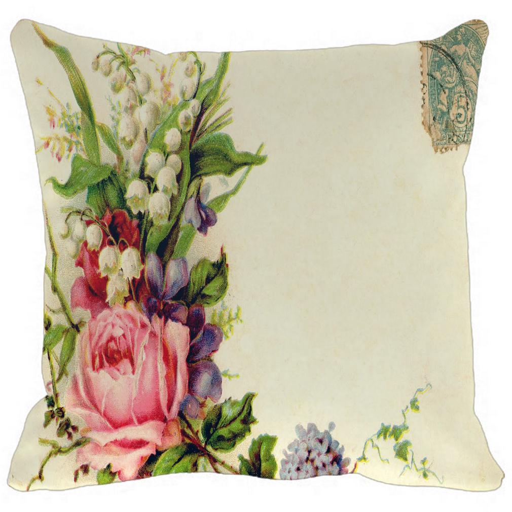 1010x1010 Vintage Roses Clip Art Flowers Print Non Slip Pillow 50% Cotton