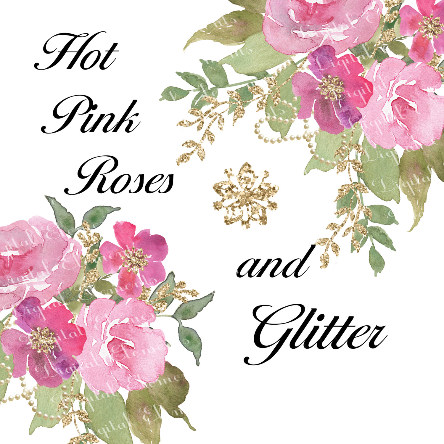 1500x1500 Vintage Flower Clipart Sparkle
