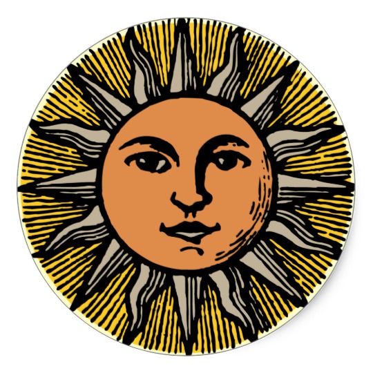 540x540 Vintage Sun Face Classic Round Sticker