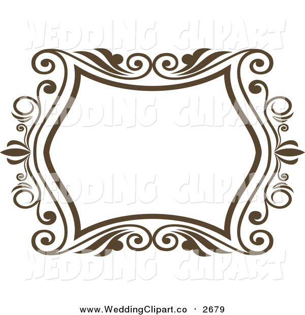 600x620 Vector Marriage Clipart Of A Vintage Wedding Brown Swirl Floral
