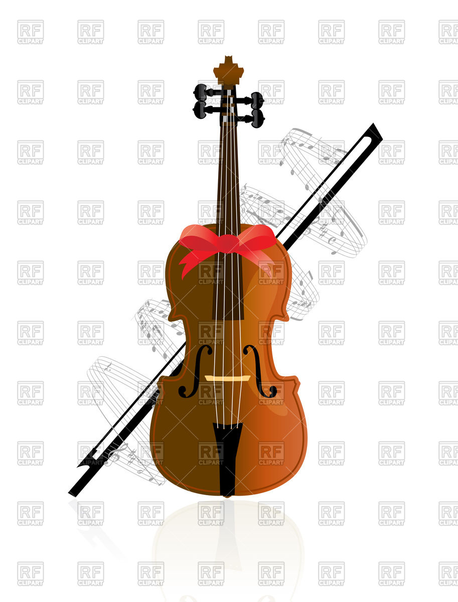 913x1200 Violin With Bow And Music Notes Royalty Free Vector Clip Art Image