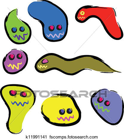 416x470 Clipart Of Virus Doodle Set K11991141