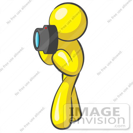 450x450 Clip Art Graphic Of A Yellow Guy Character Taking Pictures