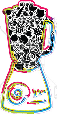 203x400 Blender Abstract Illustration With Fruits And Vegetables Royalty