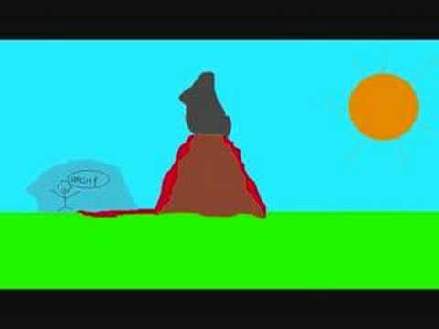 480x360 Stickman Gets Burnt In Random Volcano Cartoon!