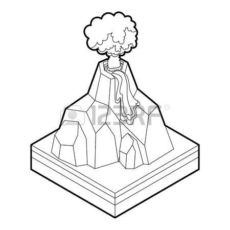 450x450 Volcano Erupting Icon In Red Circle Isolated On White Background