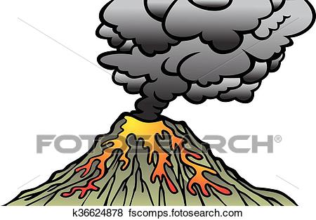 450x313 Clip Art Of Active Volcano Isolated K36624878