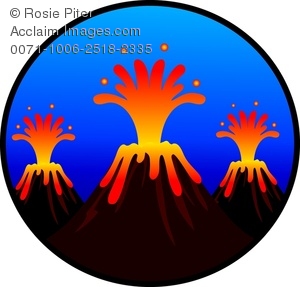 300x287 Clipart Image Of Three Erupting Volcanoes