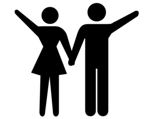 299x243 Boy Girl Waving Before Jumping Into Volcano Clip Art