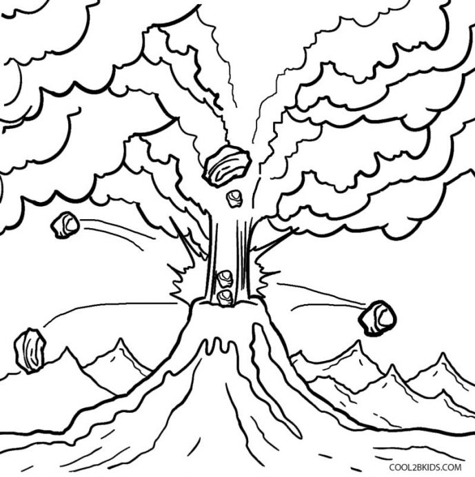 689x692 Volcano Coloring Pages S
