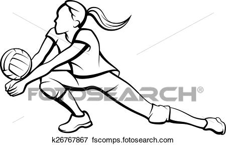 450x288 Clip Art Of Volleyball Dig Girl K26767867