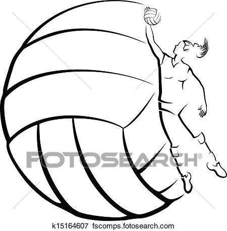 450x458 Clip Art Of Volleyball Player With Volleyball B K15164607