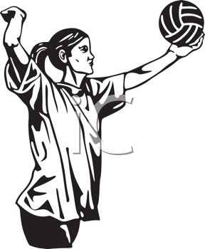 288x350 Royalty Free Clipart Image Black And White Volleyball Player