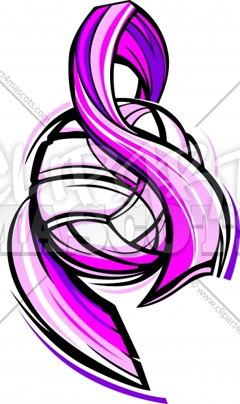 351x590 Volleyball Ribbon Clipart Graphic Vector Logo