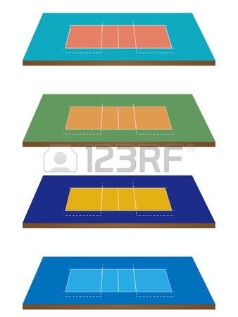 338x450 Set Of Volleyball Courts In Different Colours 3d Perspective