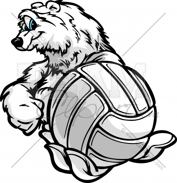 573x590 Polar Bear Volleyball Clipart Image.