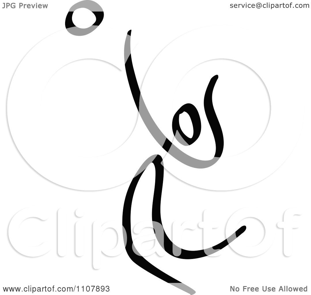 1080x1024 Clipart Black And White Stick Drawing Of A Volleyball Player