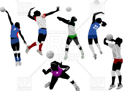 400x296 Set Of Colorful Silhouettes Of Volleyball Women Players Royalty