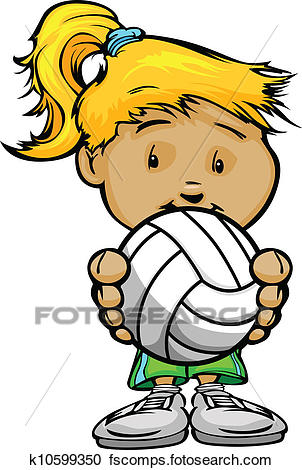 302x470 Clipart Of Cartoon Vector Illustration Of A Cute Girl Volleyball