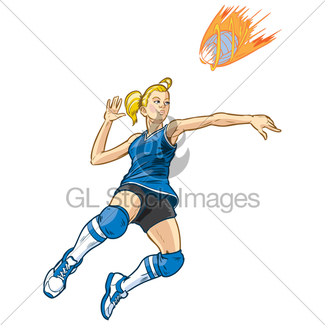325x325 Girl Angel Mascot Spiking Volleyball Vector Cartoon Illus Gl