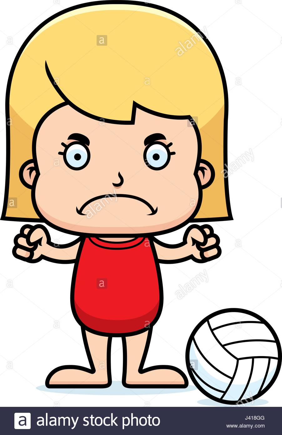 902x1390 A Cartoon Beach Volleyball Player Girl Looking Angry Stock Vector