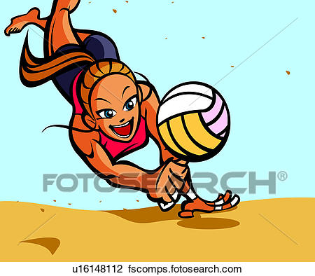 450x394 Clip Art Of Woman Playing Volleyball On The Beach U16148112