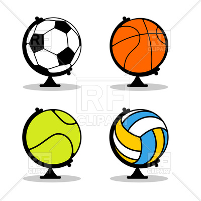 400x400 Set Of Sports Globe Basketball, Football, Tennis And Volleyball