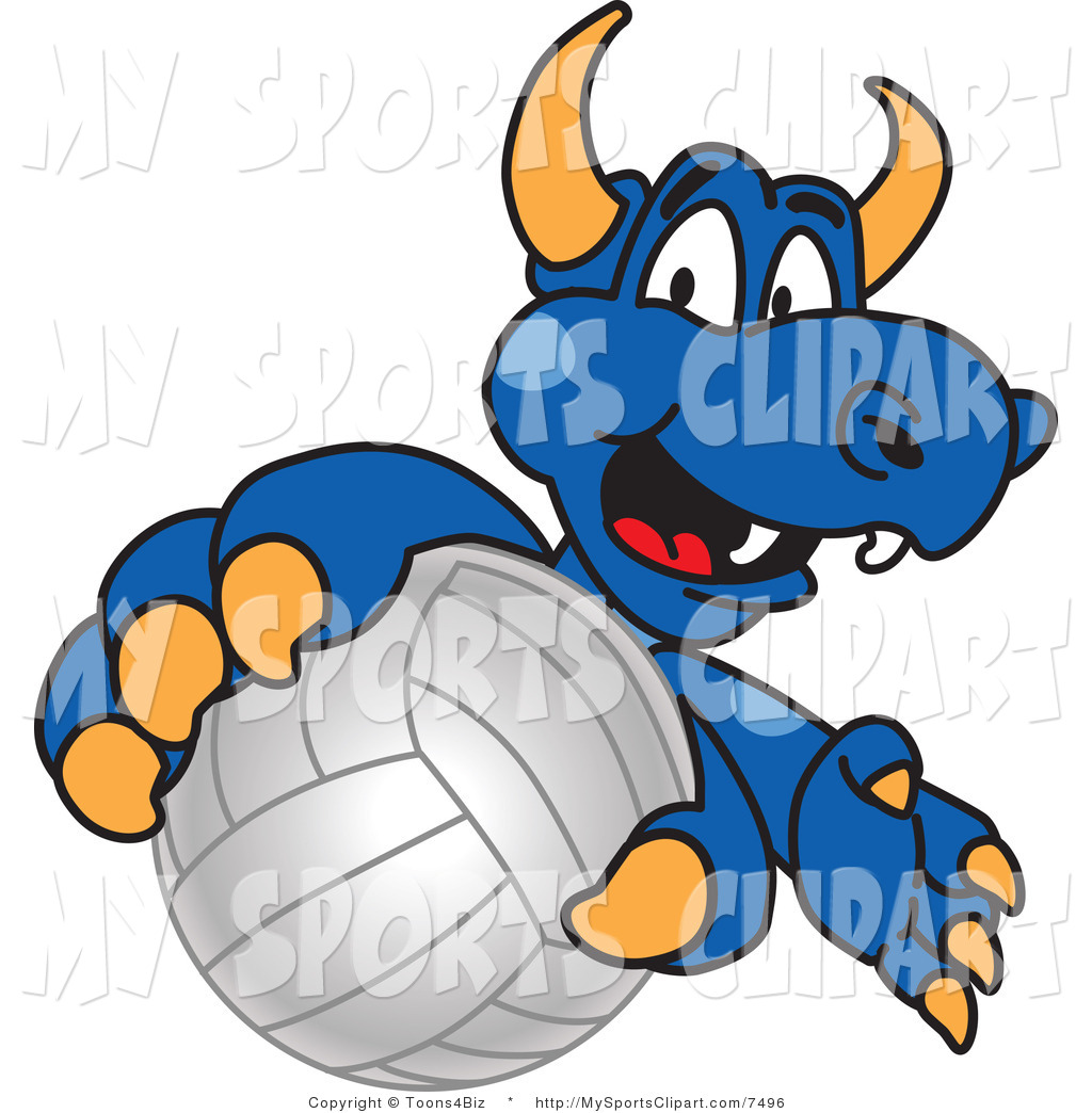 1024x1044 Sports Clip Art Of A Dragon Mascot Grabbing A Volleyball By